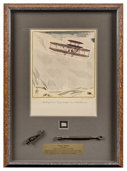 Orville Wright Signed Aviation Related Framed Artwork (University Archive LOA)